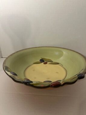 Clay Art Hand-Painted Ceramic Bowl - Orange & Cream 13 inch